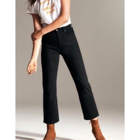 The Denim Forum Black Arlo High Rise Button Fly Straight Leg Jeans Size … - Picture 1 of 10